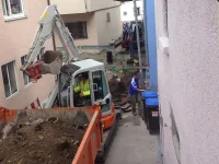 Enge Arbeiten in der Hasengasse, Bad Waldsee